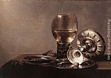 Still Life with Wine Glass and Silver Bowl by Pieter Claesz